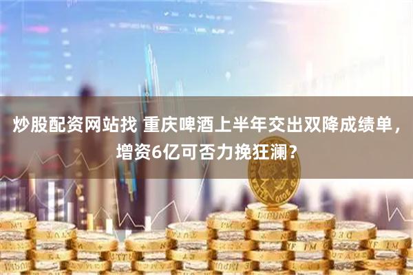 炒股配资网站找 重庆啤酒上半年交出双降成绩单，增资6亿可否力挽狂澜？